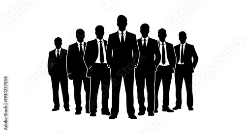 Group of Businessmen Standing in Suits.