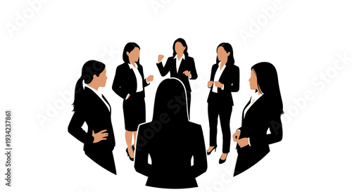 Group of Businesswomen in Formal Attire Standing.