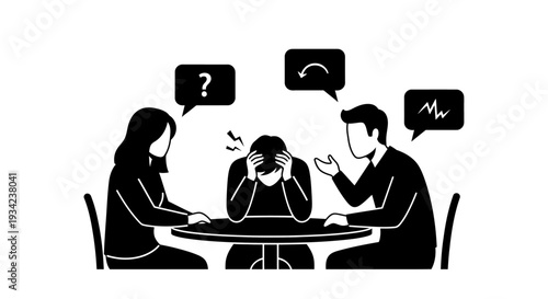 People Discussing Problem at Meeting Table.