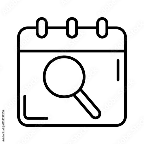 Date search icon vector. Calendar lookup Illustration sign. Event finder symbol or logo.