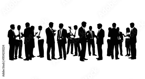 Silhouetted Business People Standing in a Row.
