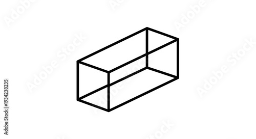 Isometric rectangular prism outline on a white background.