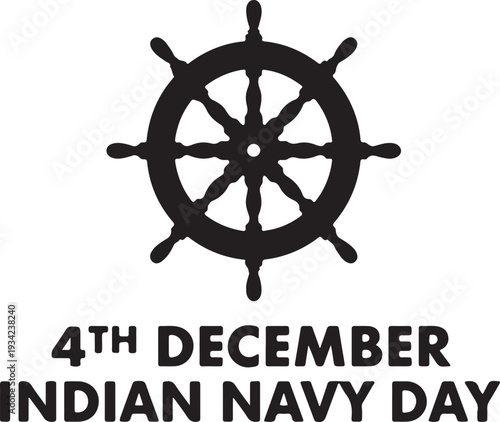 Vector illustration of ship wheel for Indian Navy Day
