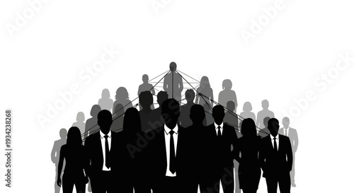 Silhouetted Business People Standing Together in Formation.