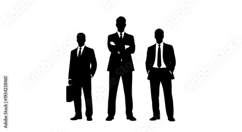 Silhouetted Businessmen Standing in Suits.