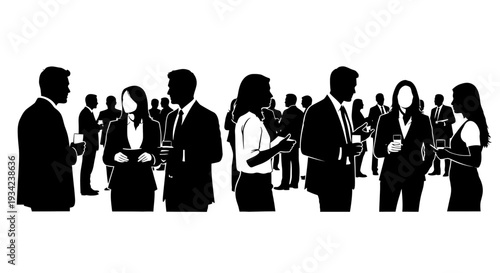 Silhouettes of Business Professionals in Conversation.