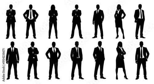 Silhouettes of Business Professionals in Various Poses.