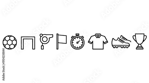 Soccer equipment set icon for design