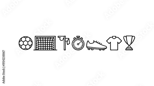 Iconic Soccer Elements arranged in a row.