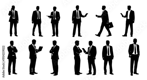 Silhouettes of Businessmen in Various Poses.