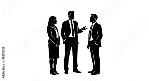 Three Business Professionals Engaging in Conversation.