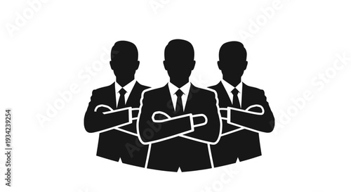 Three Businessmen Standing Together Silhouetted.