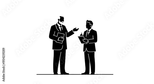 Two Businessmen Discussing Documents and Information.