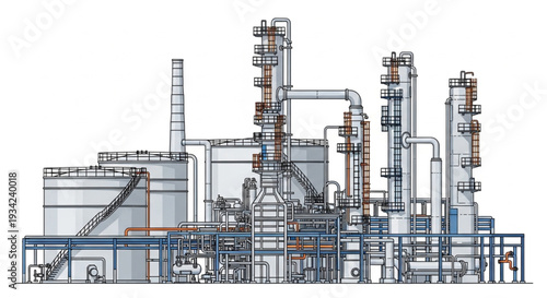 Industrial Plant Technical Blueprint Diagram.