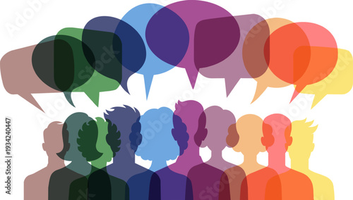 Colorful Speech Bubbles Silhouettes Communication Art