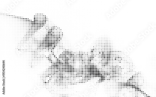 Abstract black and white halftone pattern with a dynamic, energetic feel and a sense of movement isolated on transparent background, Vector, illustration