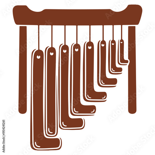 Illustration of a Traditional Musical Instrument Kankls Baltic Psaltery with Hanging Resonators for Melodic Sound and Cultural Heritage
