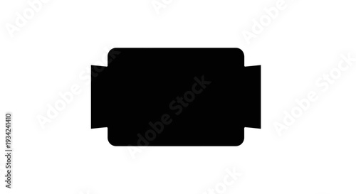 Simple Black Shape with Rounded Corners on White Background.