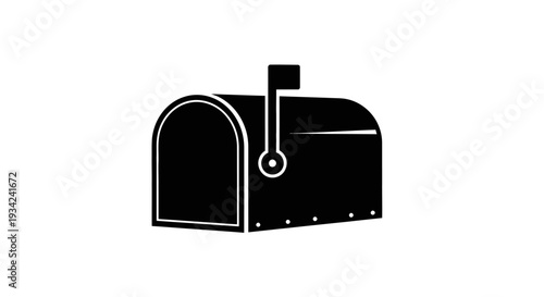 Black Mailbox Illustration on White Background for Graphic Design.