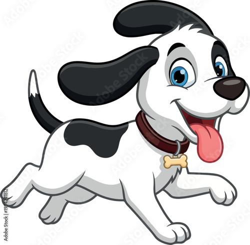 Happy cartoon puppy dog running with tongue out vector