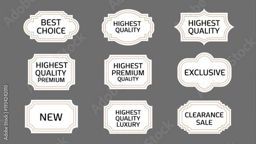 Collection of premium golden labels, and badges vector set for luxury branding, packaging, promotions, and product design isolated on white background