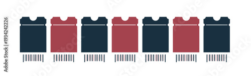 Set of realistic blank tickets, with shadows, coupon and voucher vector icons for promotions, events, discounts, and marketing isolated on white background