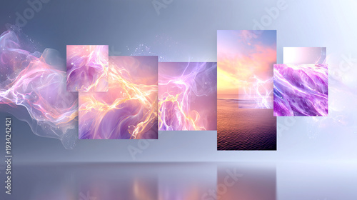 Dreamy abstract landscapes with soft pastel hues, perfect for adding a touch of serenity and wonder to your creative projects or branding initiatives