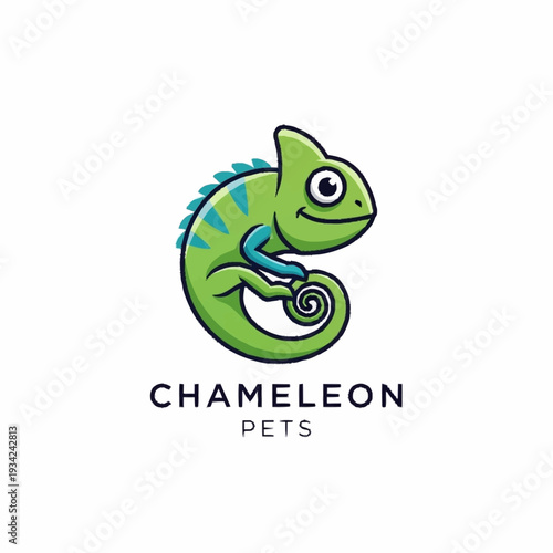 Wallpaper Mural Cute Cartoon Chameleon Logo for Pet Store Branding. Torontodigital.ca