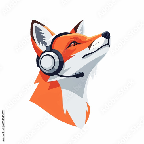 Wallpaper Mural Illustration of a fox wearing headphones and looking up. Torontodigital.ca