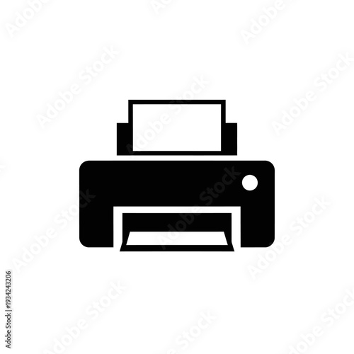 Black Printer Icon Vector Graphic - Office Technology and Printing Symbol