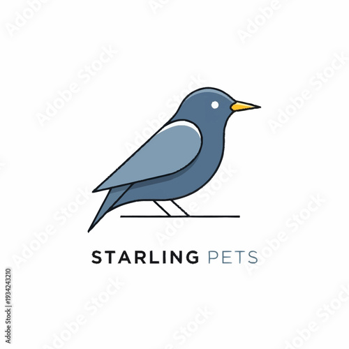 Wallpaper Mural Minimalist Blue Starling Bird Logo for Pet Business. Torontodigital.ca