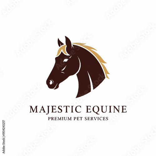 Majestic Equine Premium Pet Services Logo with Horse Head.