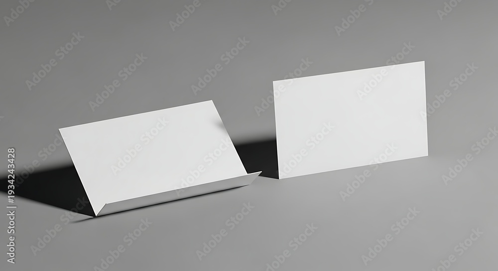 Naklejka premium Two blank white business cards on gray background with shadows
