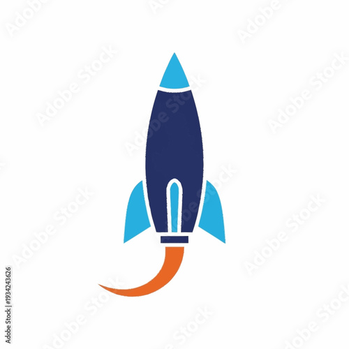 Wallpaper Mural Stylized Rocket Launching with Fiery Trail Illustration. Torontodigital.ca