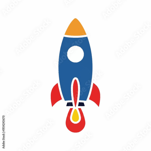 Wallpaper Mural Stylized Rocket Ship Illustration with Flames and Window. Torontodigital.ca