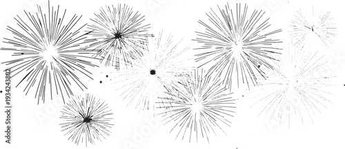 Happy New Year Black and White Celebration Vector Illustration