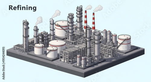 Industrial Refinery Model with Storage Tanks.
