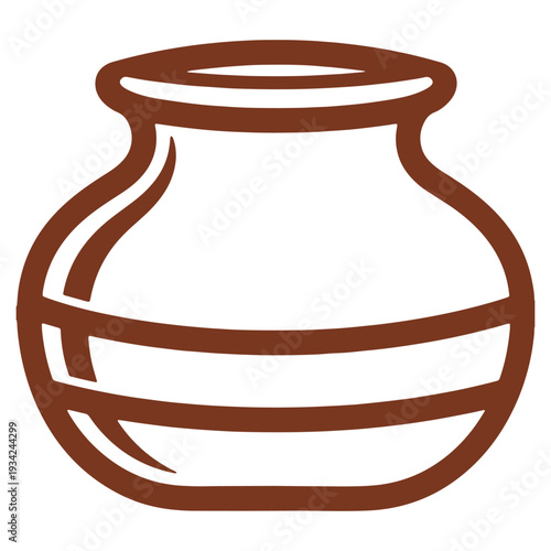 Minimalist Brown Pottery Illustration on White Background Artwork with Clean Lines and Simple Design for Crafts and Decoration