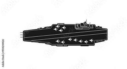 Military aircraft carrier with fighter jets on deck