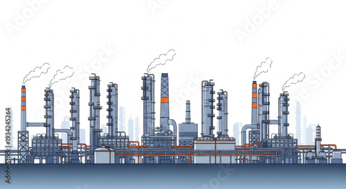 Industrial Refinery Plant with Towers.