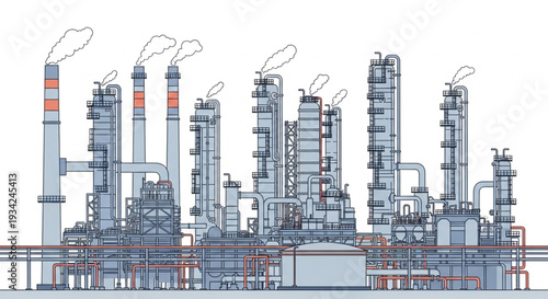 Industrial Refinery Plant with Towers.