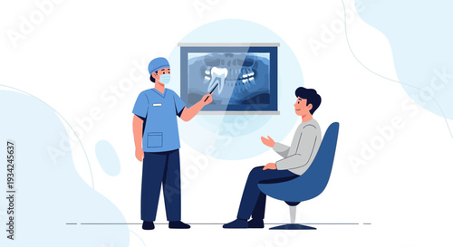 Dentist Explains Dental X-ray to Patient