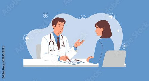 Doctor Consulting Patient, Medical Consultation, Healthcare, Doctor's Office