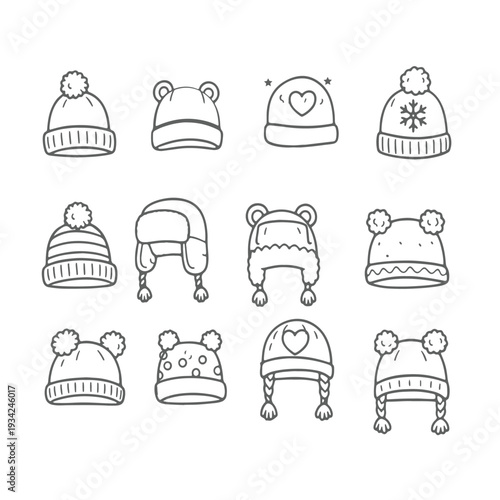 Cute Winter Hat Doodles Unique Beanie Sketches