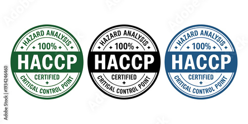 HACCP certified hazard analysis critical control point badges  green black blue colors