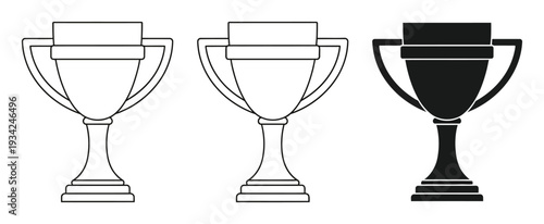 Three Trophy Outline, Filled Outline, and Solid Silhouette