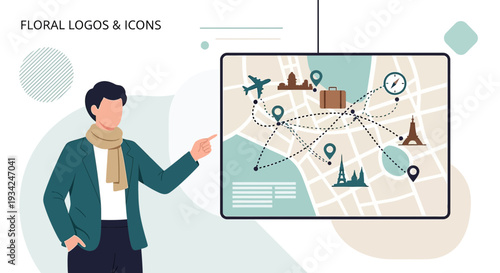 Travel Planner with Map and Destinations - Business Trip Route