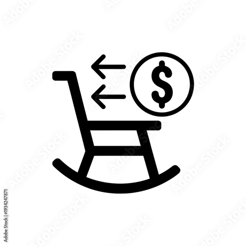 Rocking chair with dollar sign and arrows  business concept