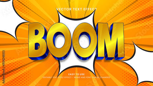 editable text effect boom 3d style premium vector