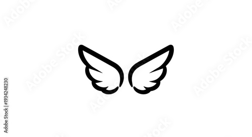 Minimalist Angel Wings Illustration on White Background for Graphic Design.